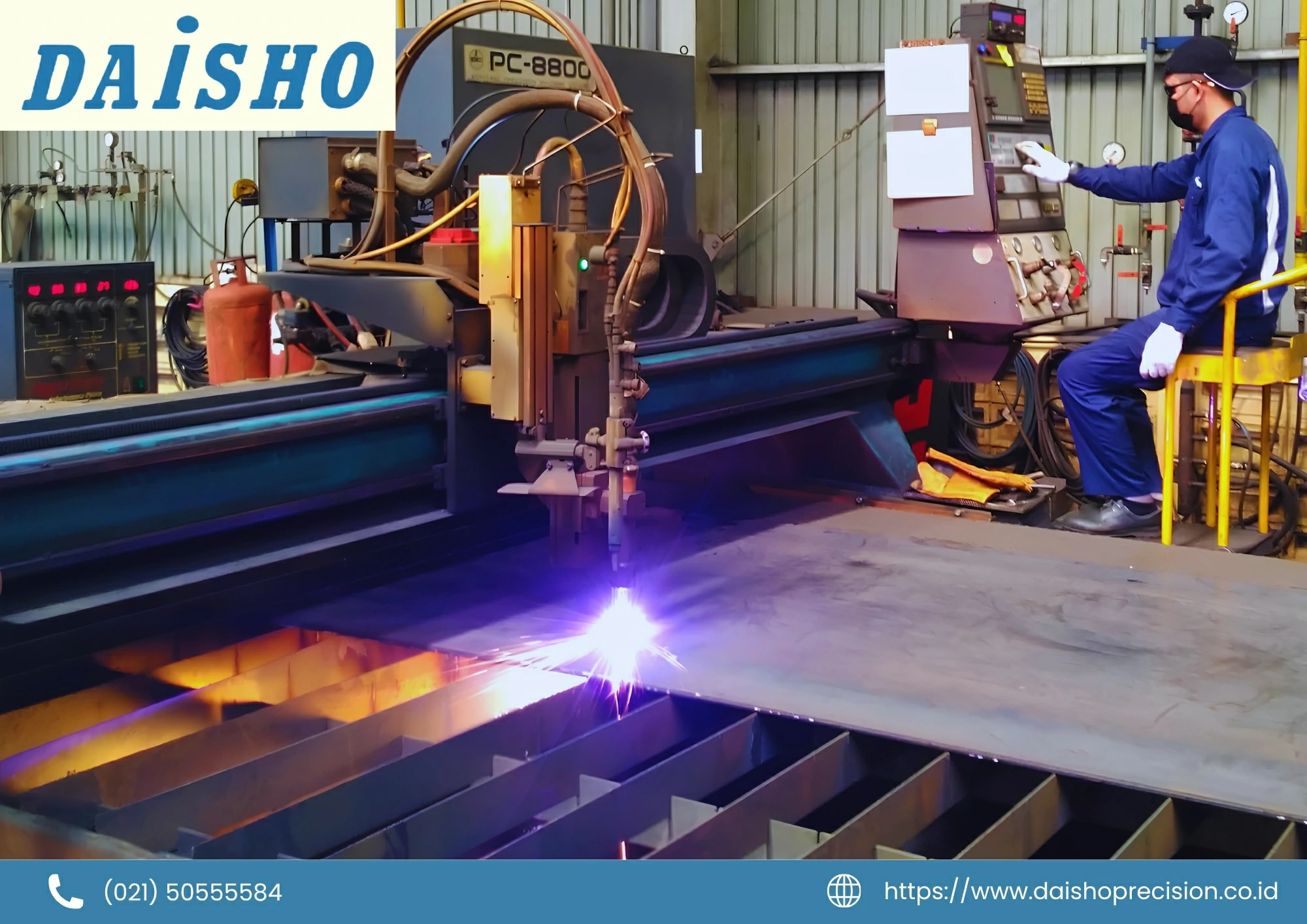 KOHTAKI PC-8800 plasma and gas cutting machine with 20-meter work table at PT. Daisho Precision